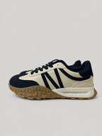 Sneakers JUNE, colore blu, vista del lato opposto: finitura con pannelli a contrasto.