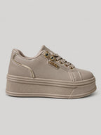 Sneakers YARA, colore cipria, vista laterale: finitura liscia, suola platform.