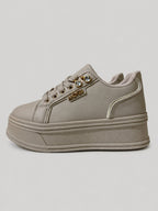 Sneakers YARA, colore cipria, vista del lato opposto: finitura liscia, suola platform.