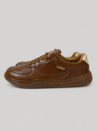 Sneakers UNA, colore marrone, vista del lato opposto: finitura con pannelli a contrasto.