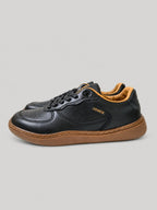 Sneakers UNA, colore nero, vista del lato opposto: finitura con pannelli a contrasto.