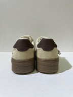 Sneakers EMI, colore beige, vista posteriore: suola platform.