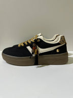 Sneakers EMI, colore nero, vista del lato opposto: finitura con pannelli texturizzati, suola platform.