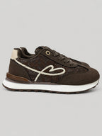 Sneakers NAIMA, colore marrone, vista laterale: finitura con inserti texturizzati.