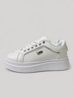 Sneakers ALLEGRA, colore bianco, vista del lato opposto: finitura liscia, suola platform.