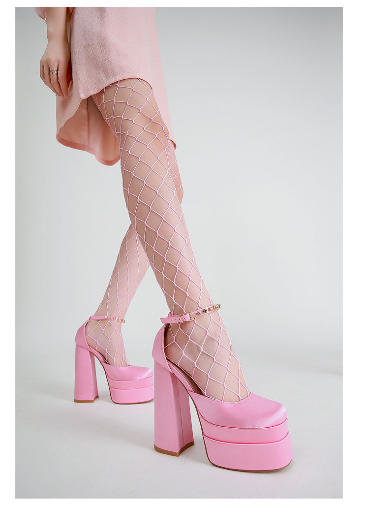 ALEXIA - sandali in raso platform rosa