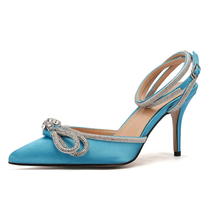 CINDY - sandali azzurro con fiocco glitter