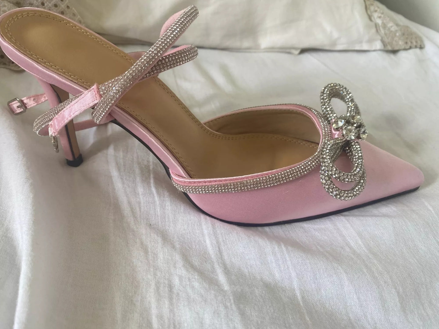 CINDY - sandali rosa con fiocco glitter