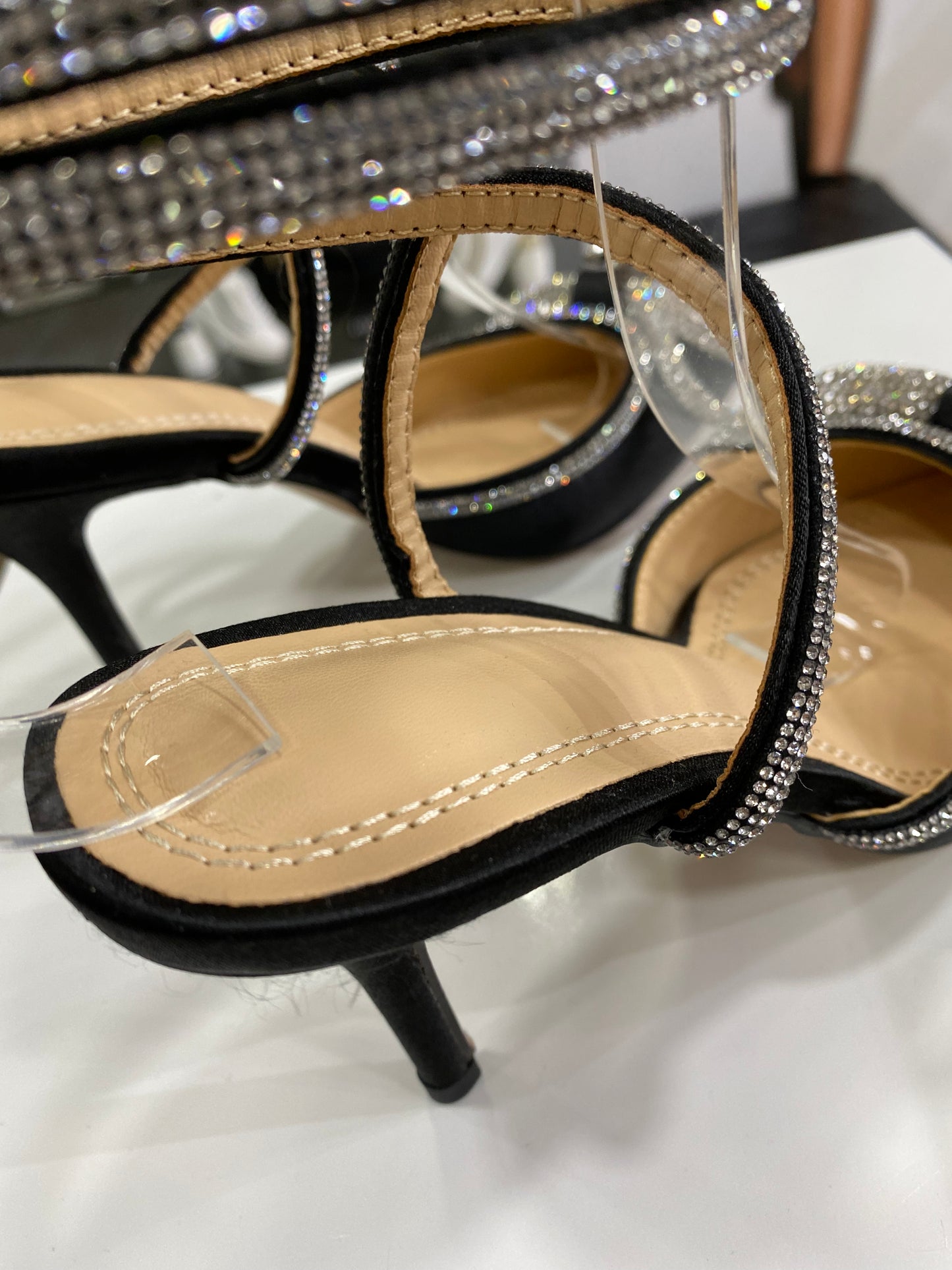 CINDY - sandali neri con fiocco glitter