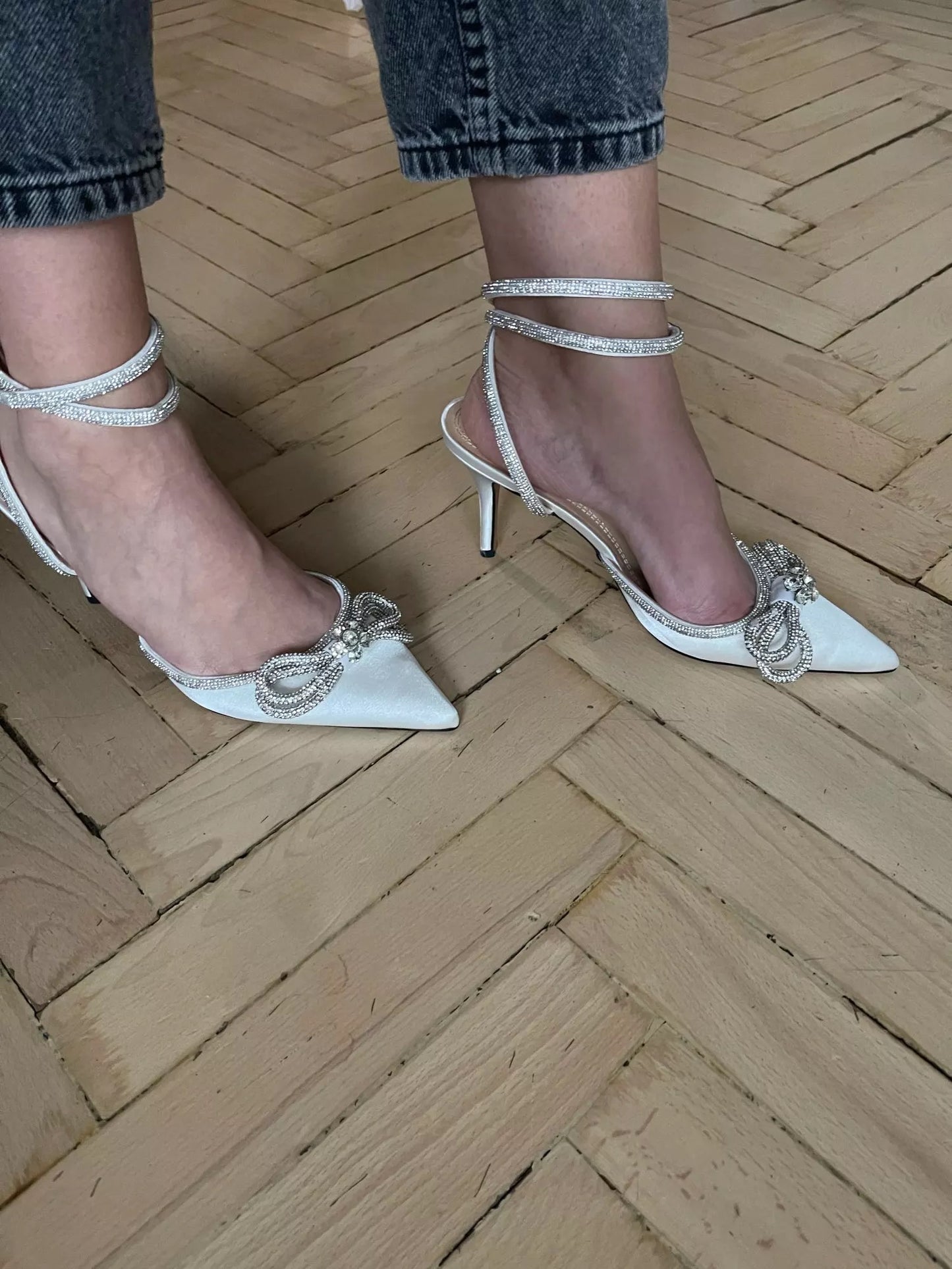 CINDY - sandali bianco con fiocco glitter