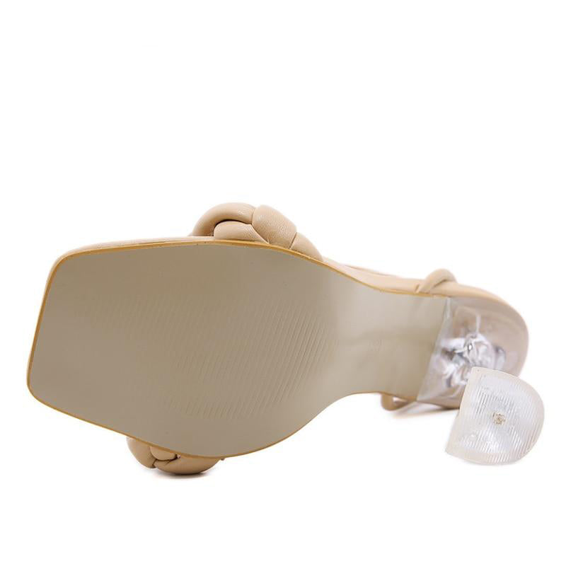 RESY - sandali beige con tacco trasparente