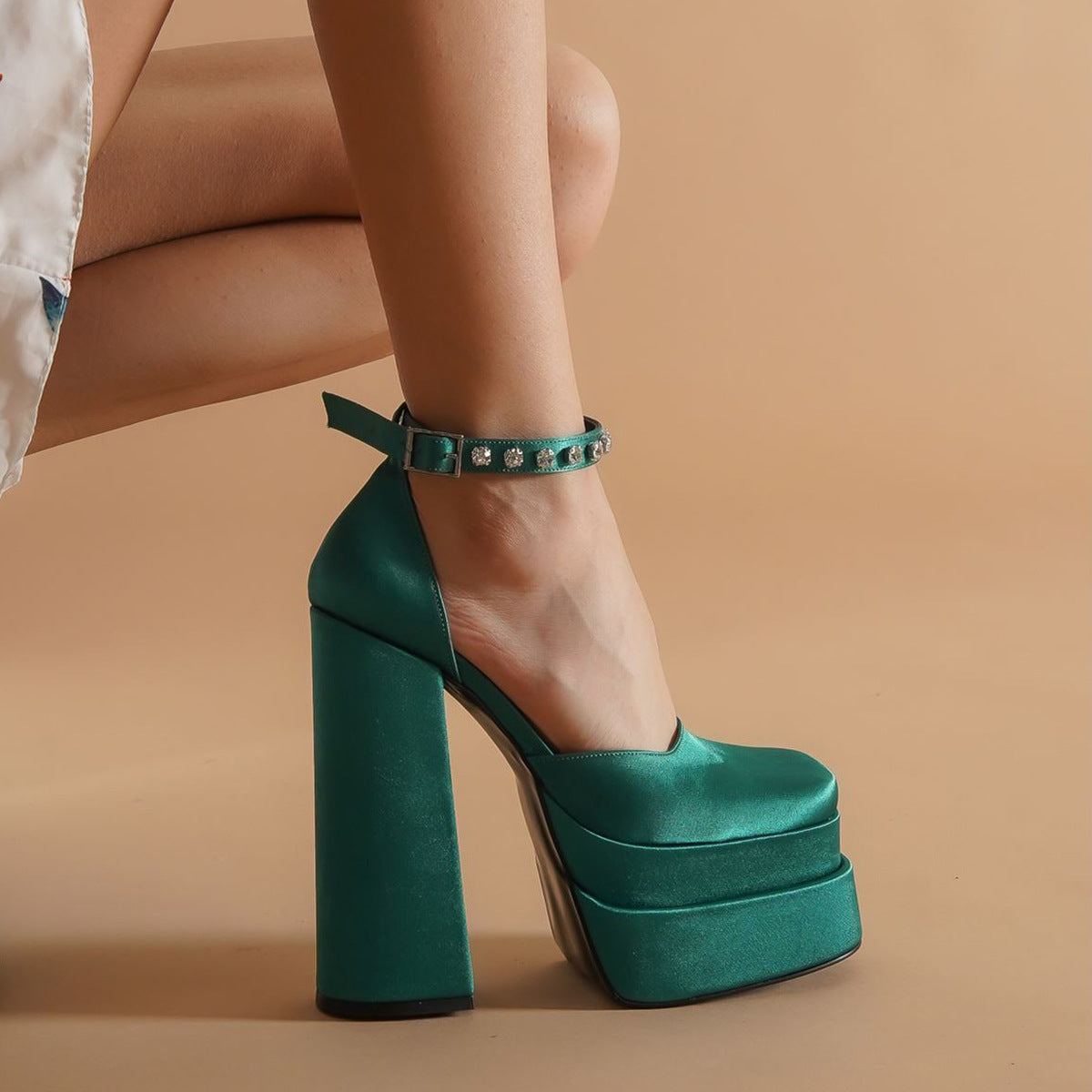 ALEXIA - sandali in raso platform verde