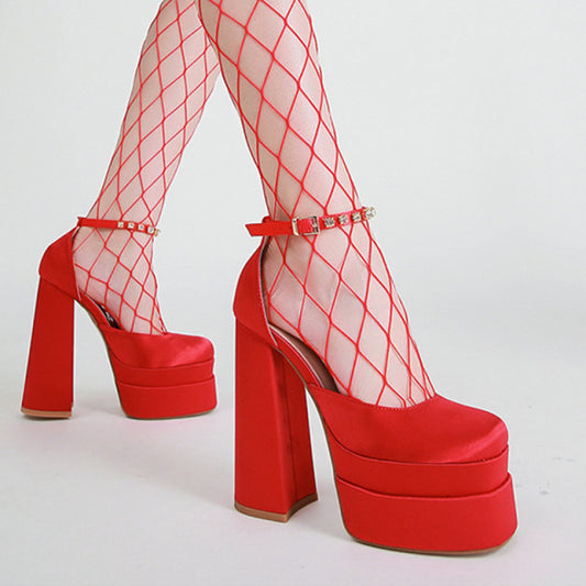 ALEXIA - sandali in raso platform rossa