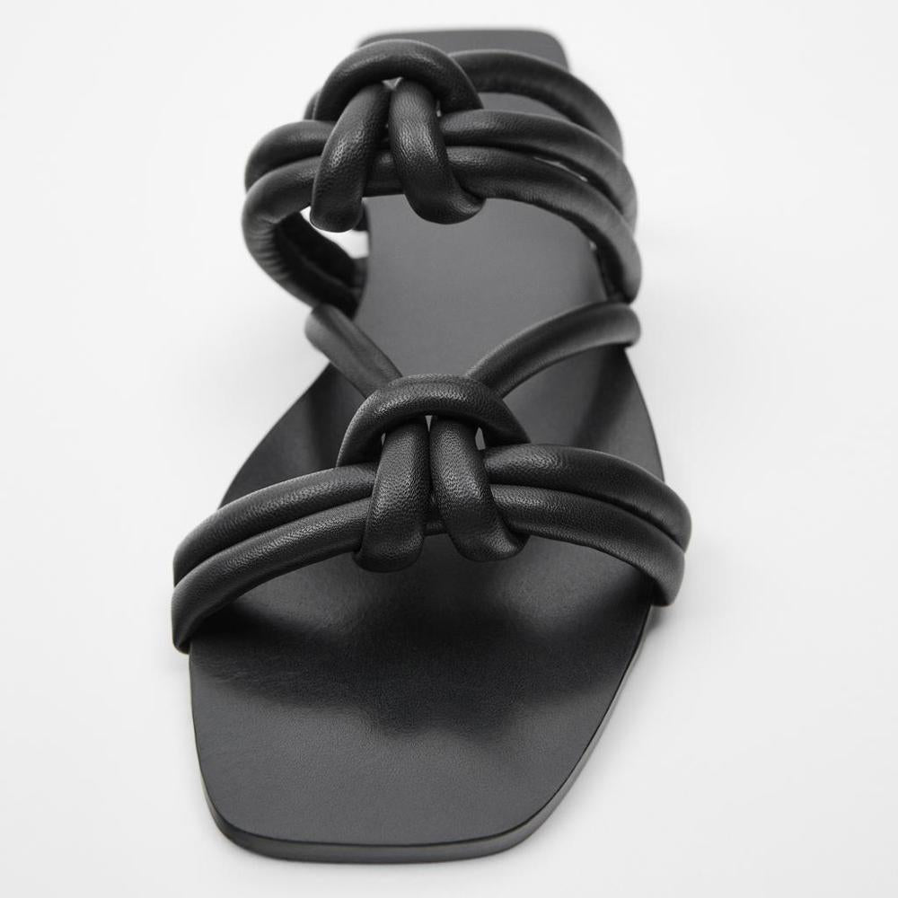 SARA - sandaletto basso in ecopelle nera