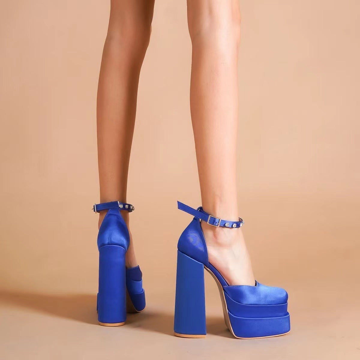 ALEXIA - sandali in raso platform blue