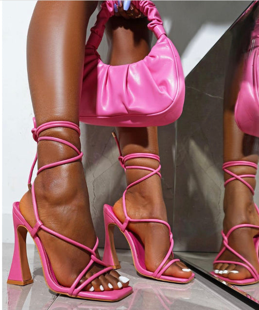 MARZIA - sandali in ecoPelle laceup rosa